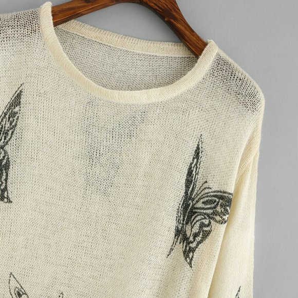 NEW Butterfly Distressed Sweater - Picture 2 of 3