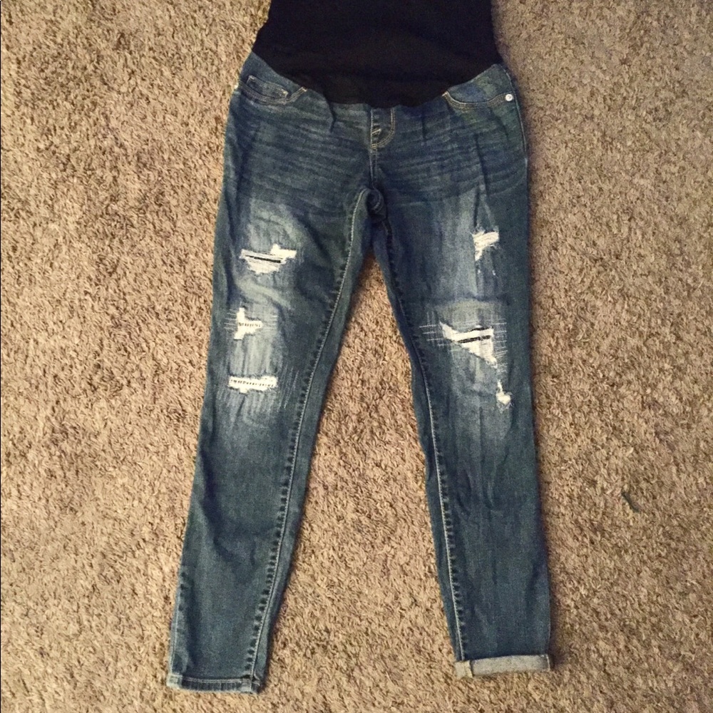 Distressed Liz Lange maternity jeans