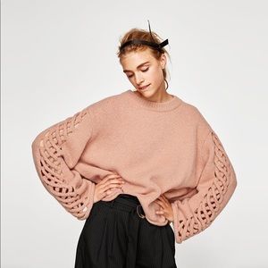 BNWT ZARA BRAIDED KNIT SLEEVE SWEATER