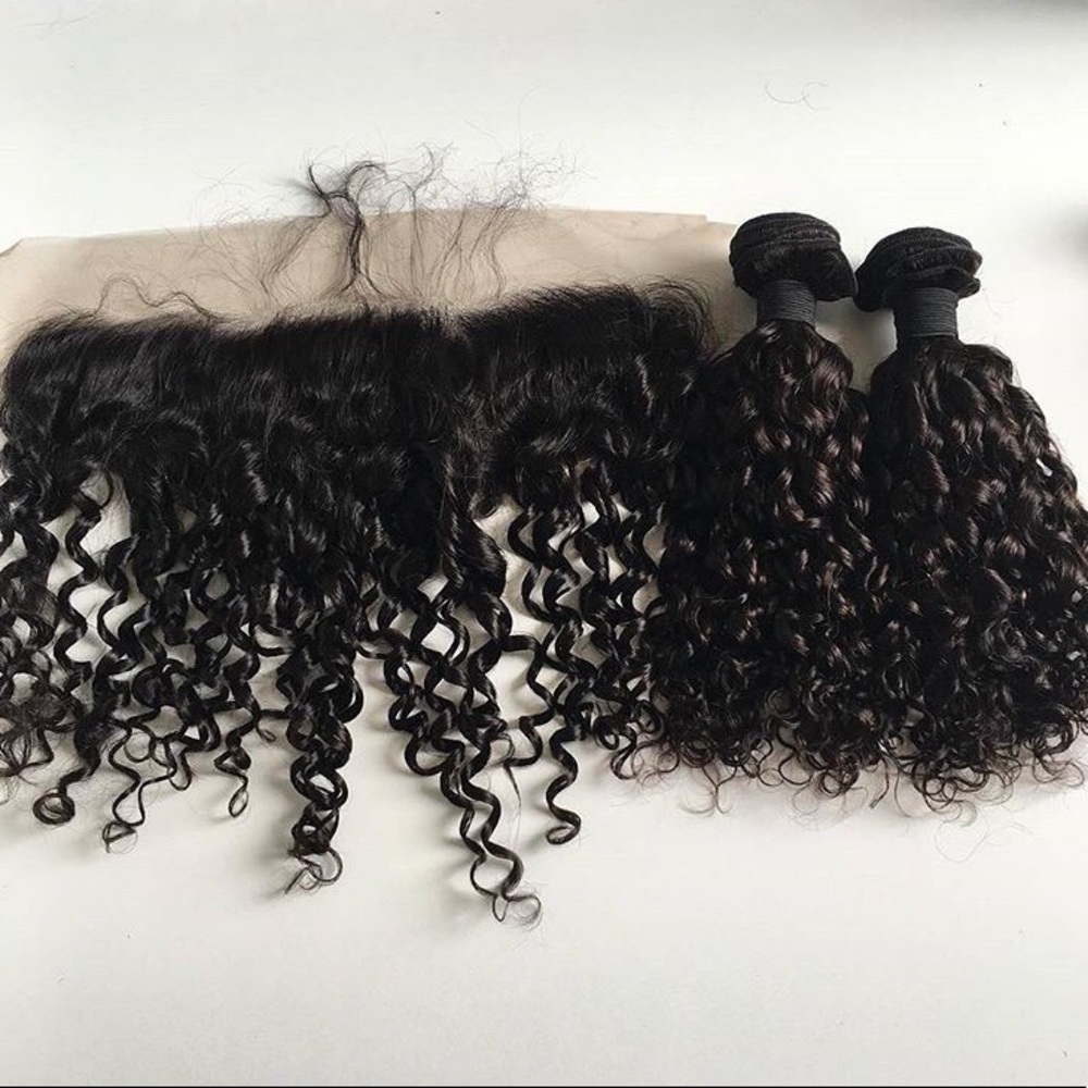 Silk Base Frontal And Two Bundles Curly !!! 10”