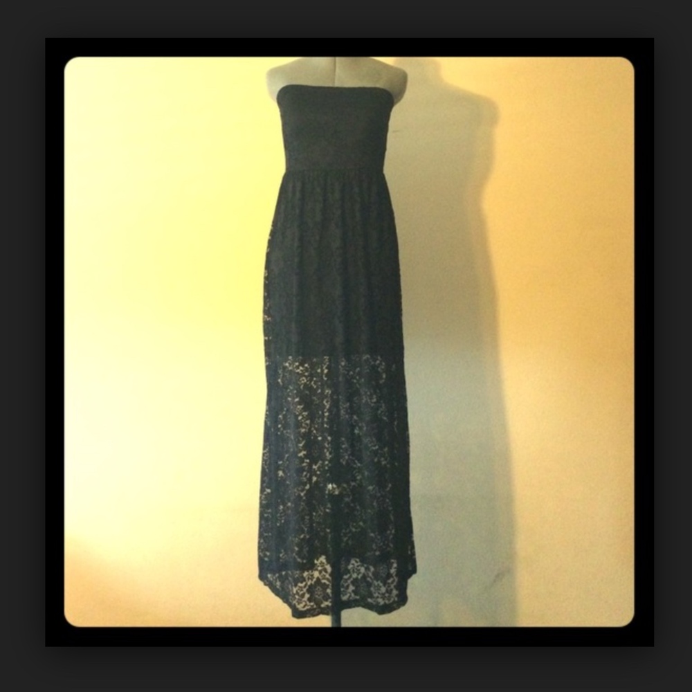 H&M Black Lace Maxi Dress   S