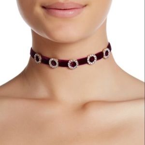 Red Velvet Five Station Round Crystal Choker