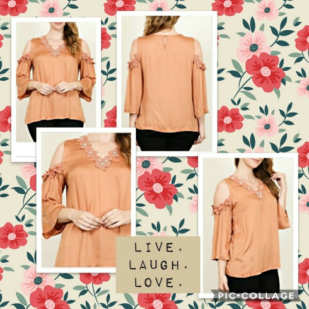 🌄🌄CROCHET ACCENT COLD SHOULDER TOP🌄🌄