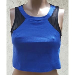 Blue and Black Crop Top