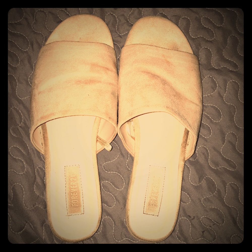 Peach slide on sandals