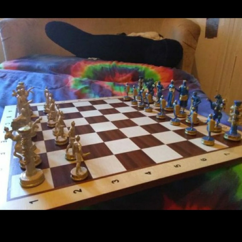 22.5×22.5" walnut and sycamore wooden chess board