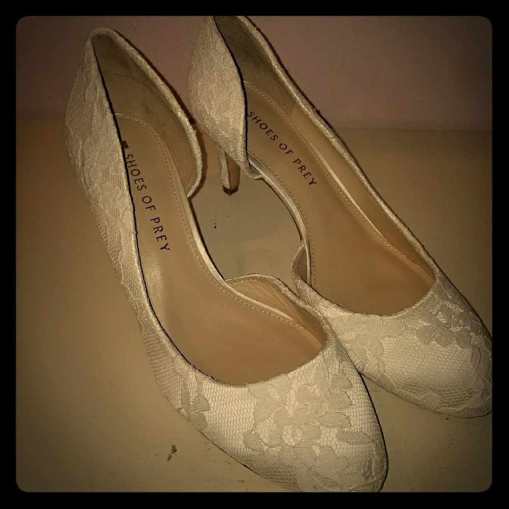 White lacey heels