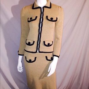 Betsy Johnson skirt set suit gold