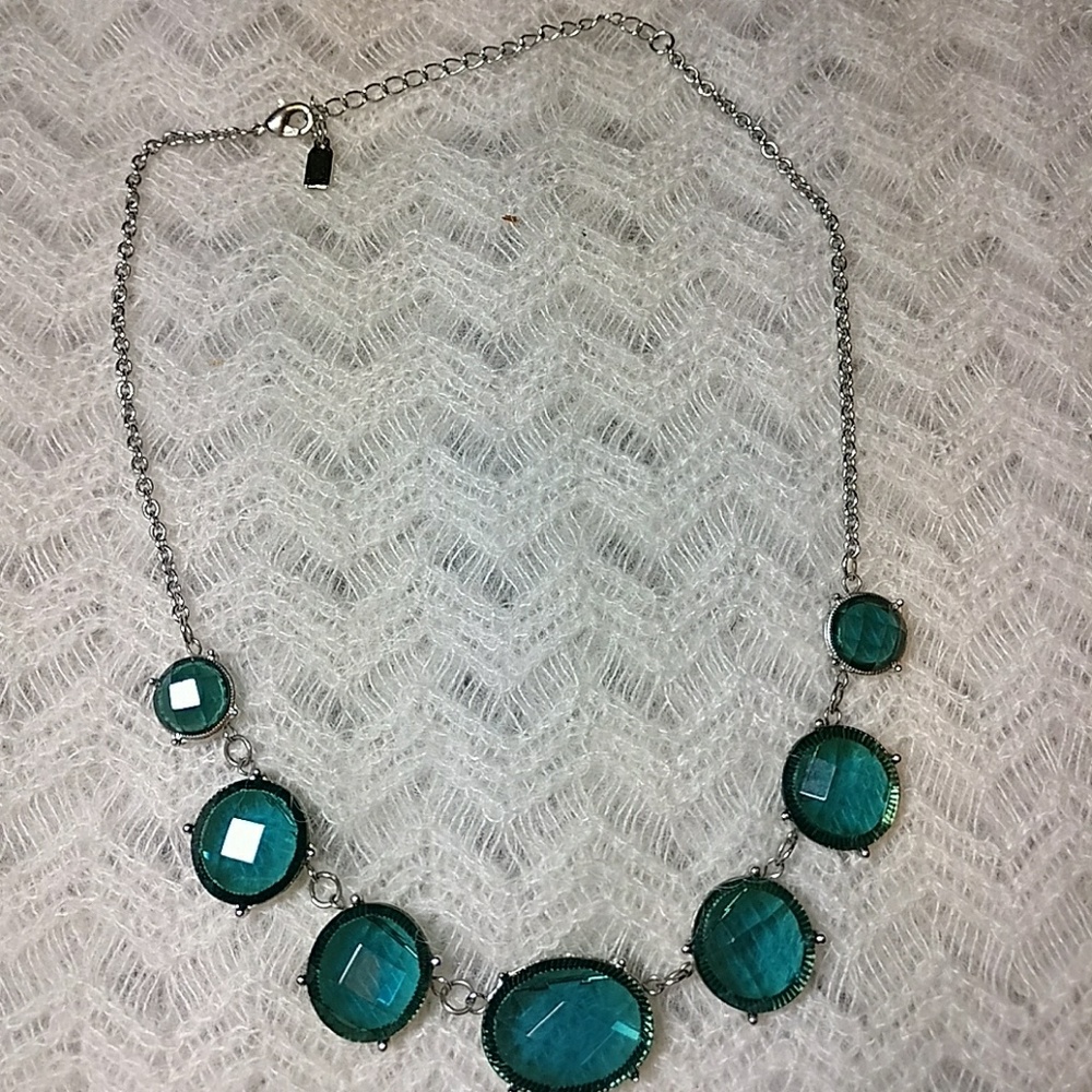 1928 Green Faceted Silver Necklace