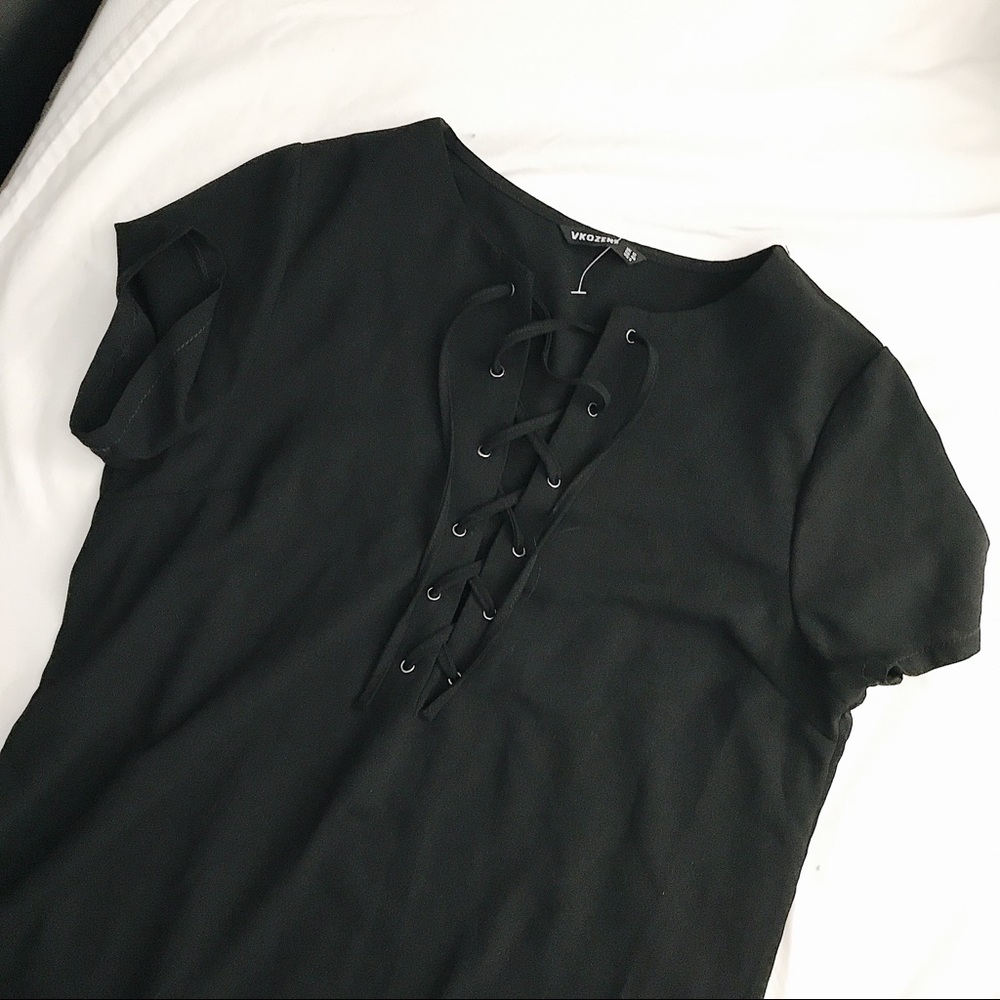 Lace up shift dress NWT