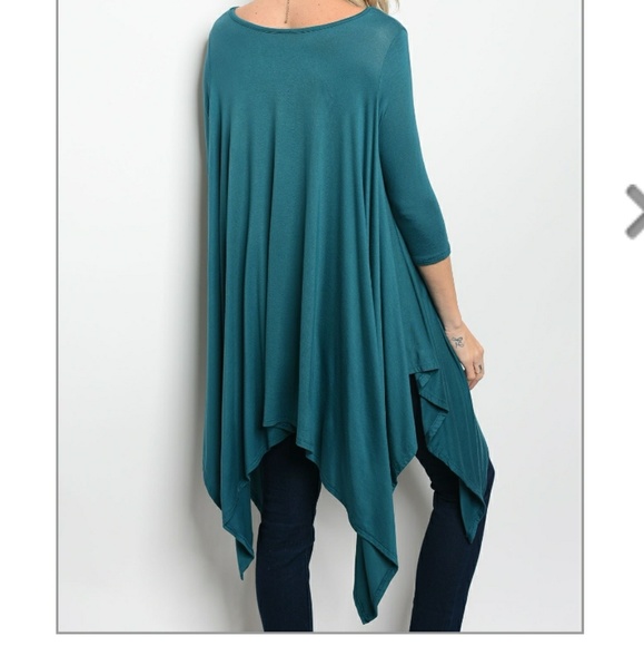 💙Teal Asymmetrical top - Picture 2 of 2