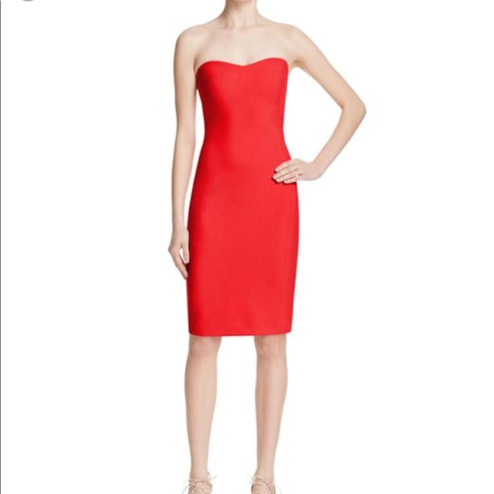 Likely red strapless dress