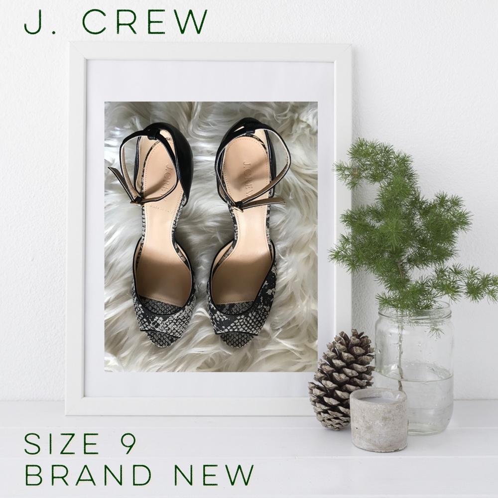J. CREW LARA SNAKE-PRINT PEEP-TOE HEELS 9