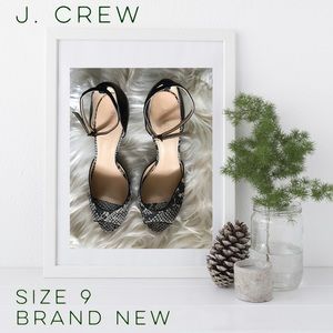 J. CREW LARA SNAKE-PRINT PEEP-TOE HEELS 9