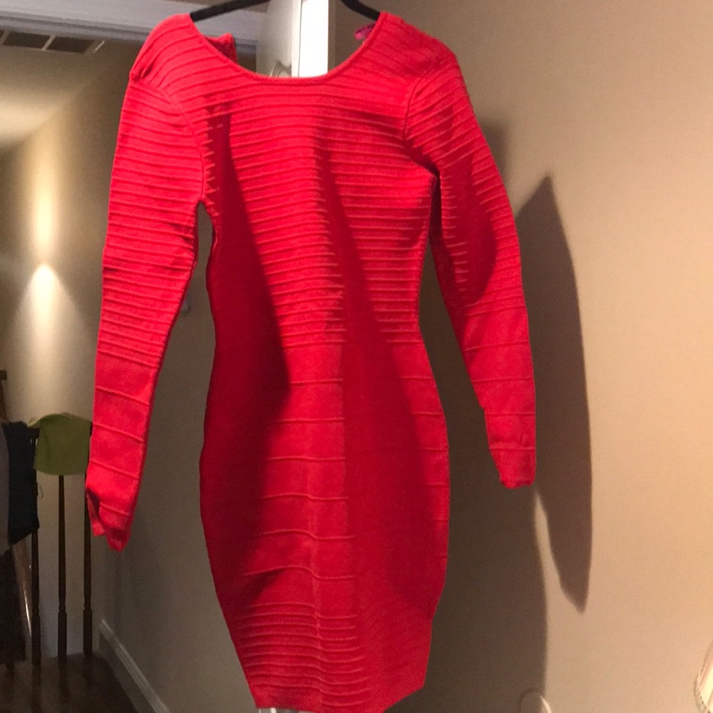 Betsy Johnsin red bandage dress