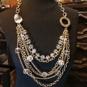 Beautiful Vintage Faceted Lucite Gold Necklace