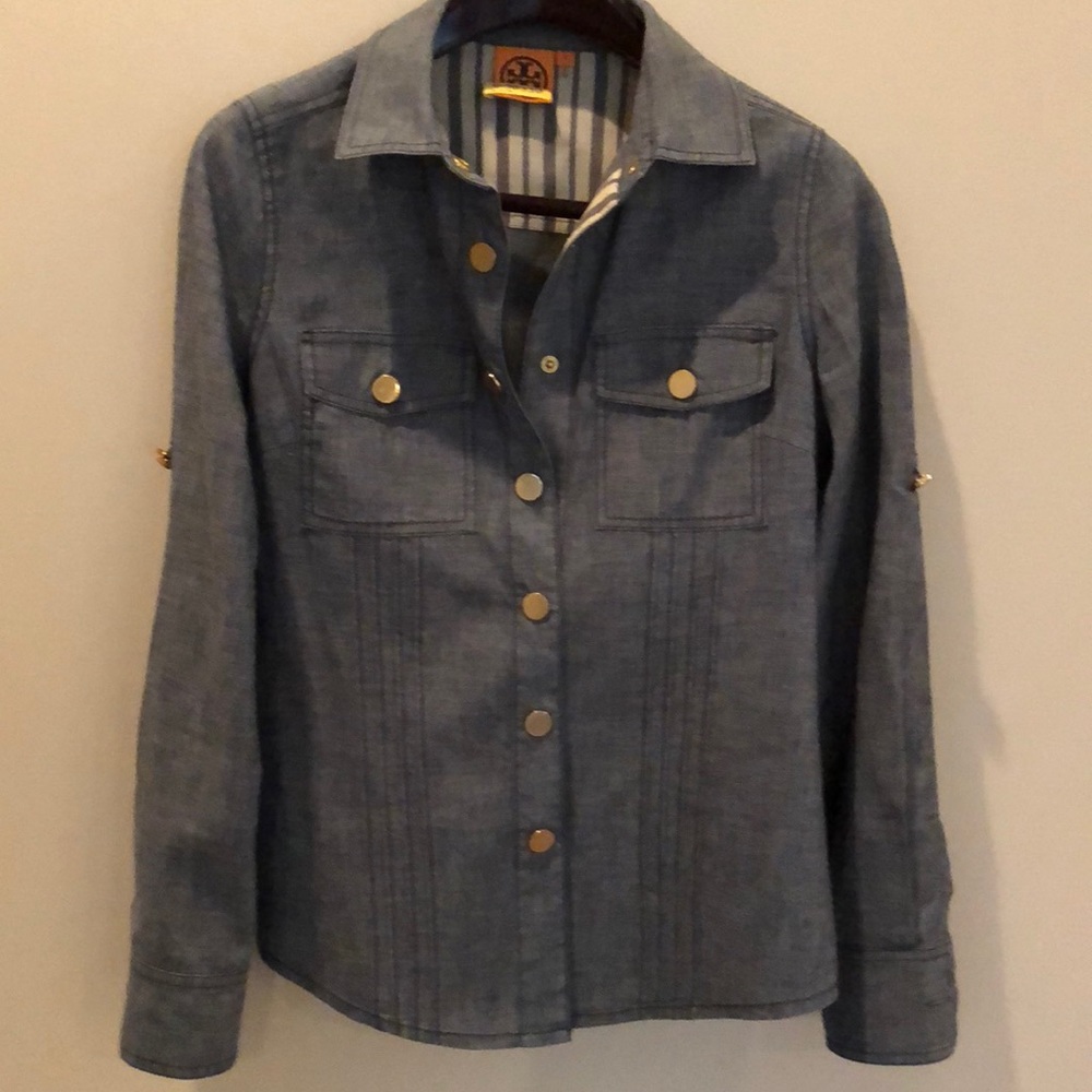 Tory Burch Denim Snap Top