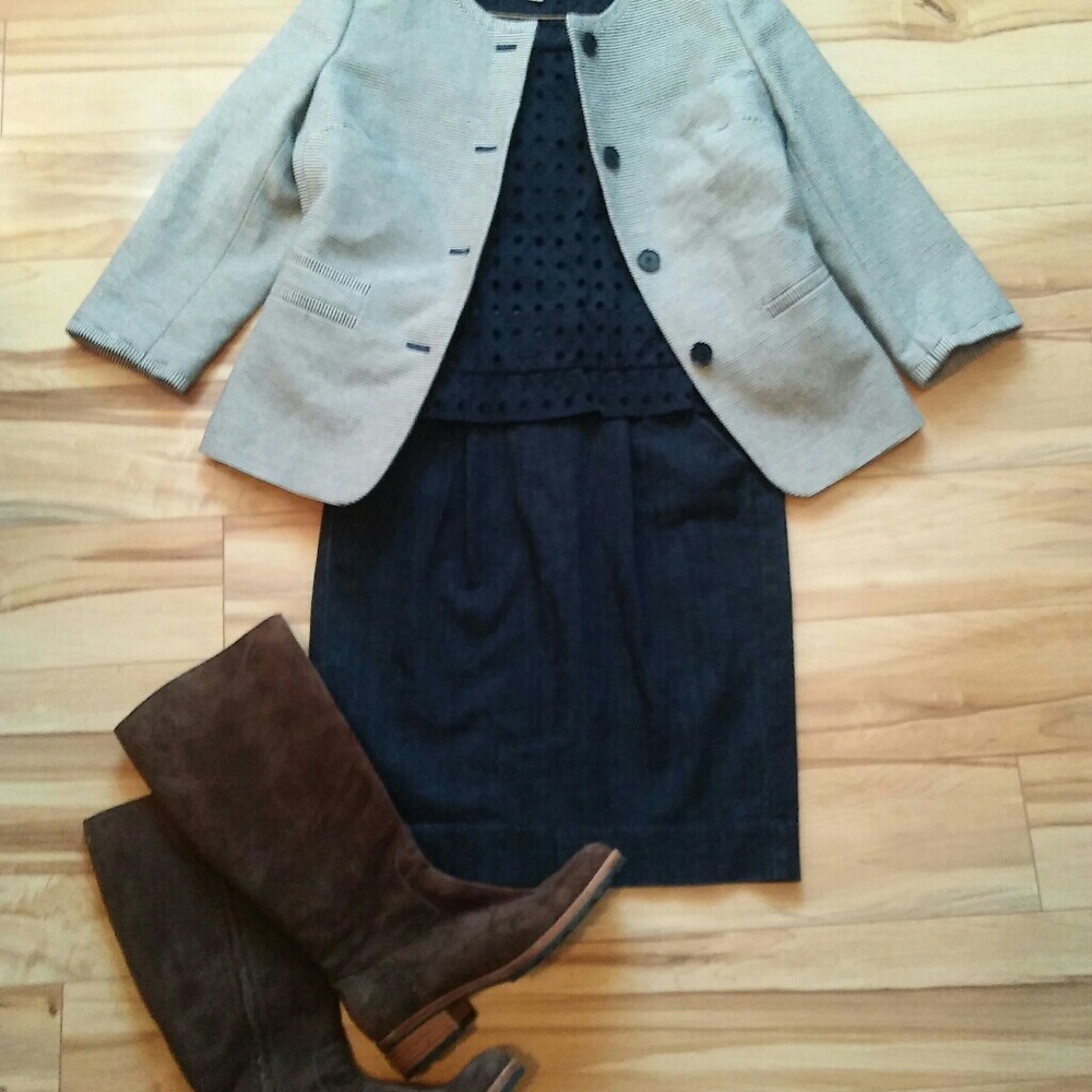Talbots Blazer Navy & White striped