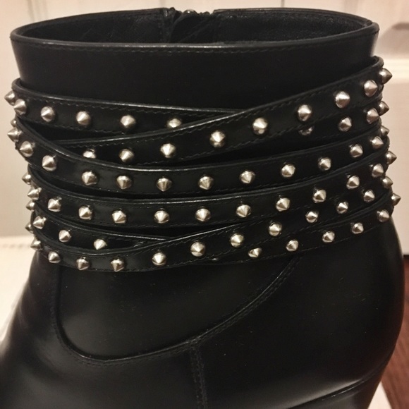 Saint Laurent French 85 Studded Strap Boots - Picture 4 of 8