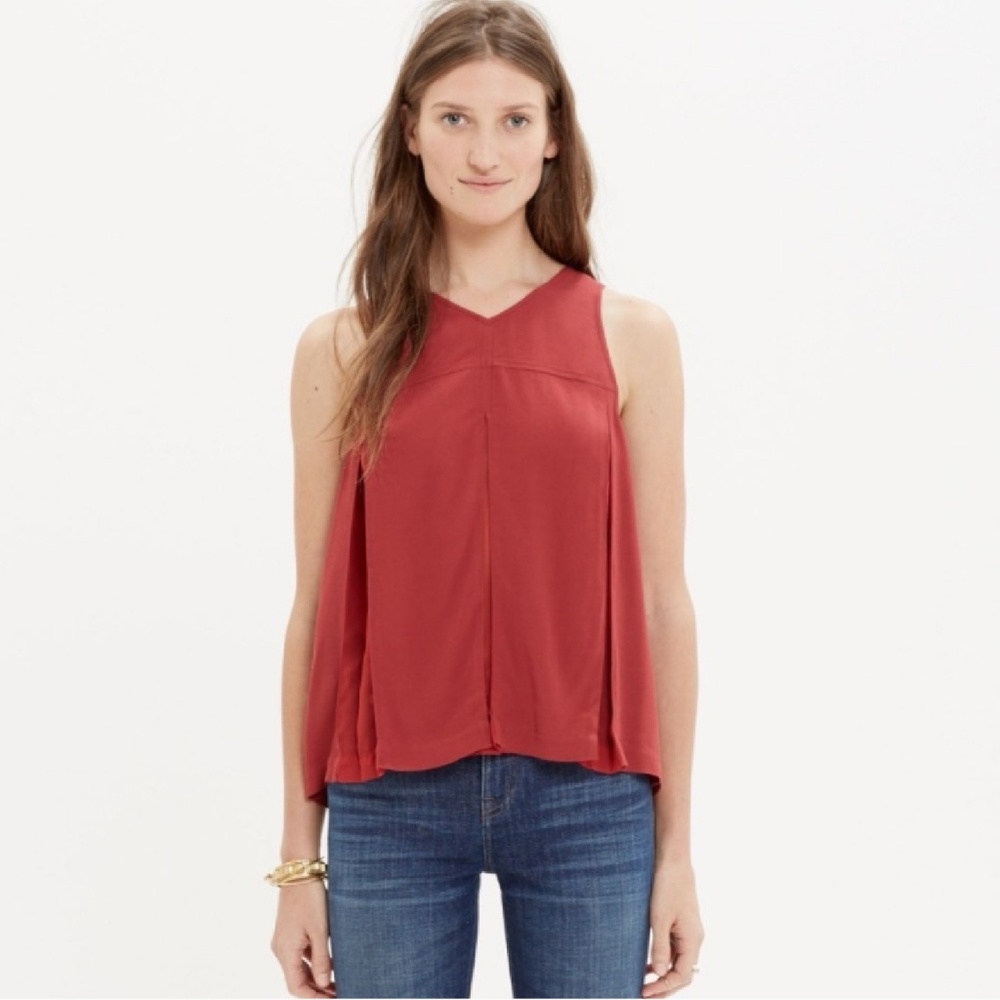 Madewell Trapeze Crop Tank in Red