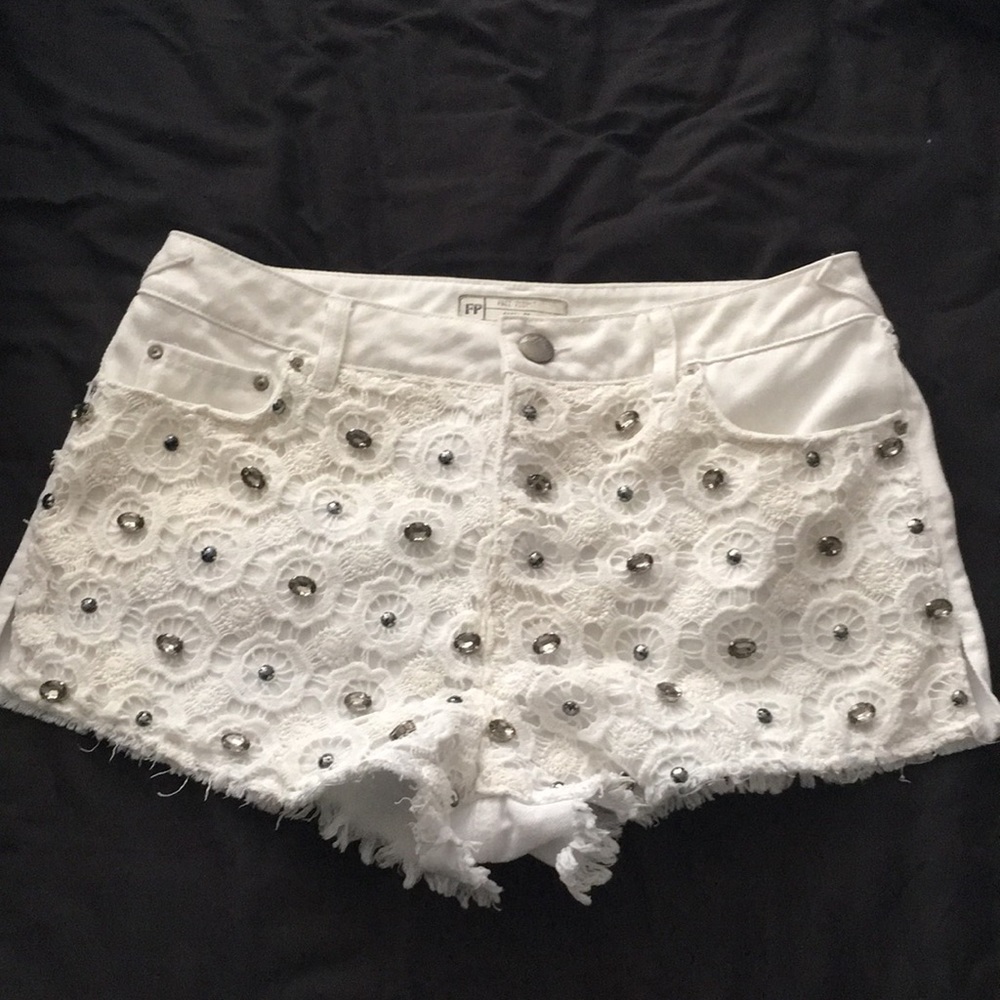 Free people studded front denim shorts
