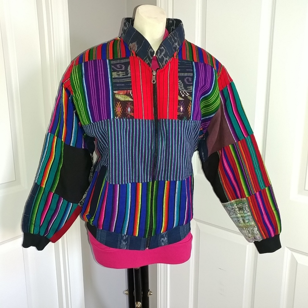  Patchwork Ethnic Boho Vintage Bomber Jacket
