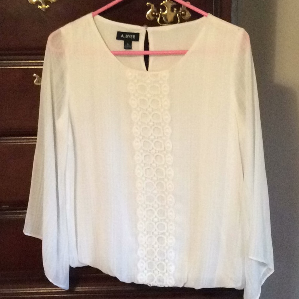dressy blouse, lace and transparent bell sleeves