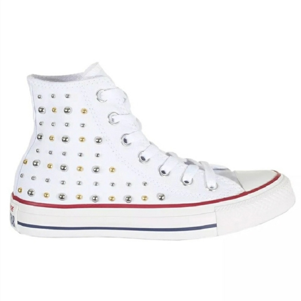White High Top Converse (Studded)