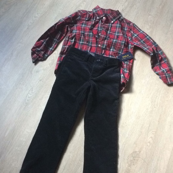 Polo Ralph Lauren Other - New Polo Plaid corduroy set size 4t