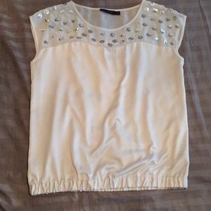 Sequin/Satin Cream Blouse