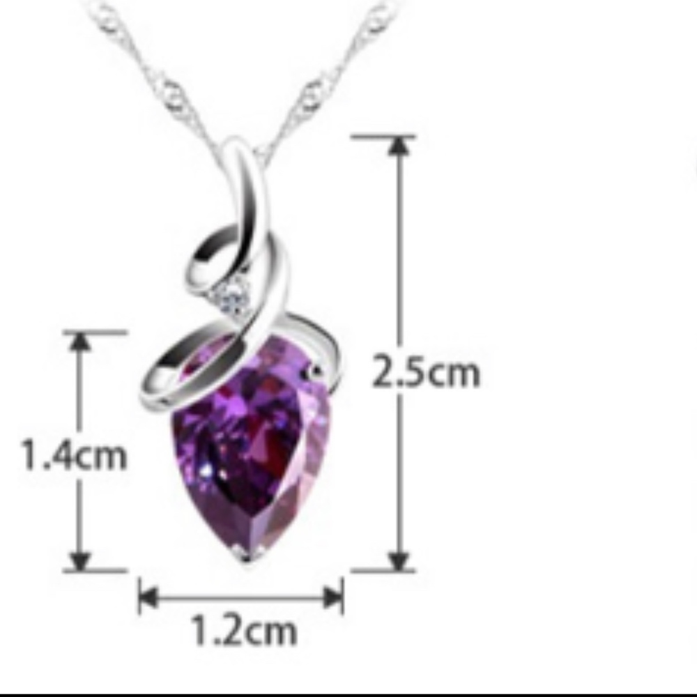 Ruby Red Austrian Crystal Pendant Silver Necklace - Picture 3 of 4