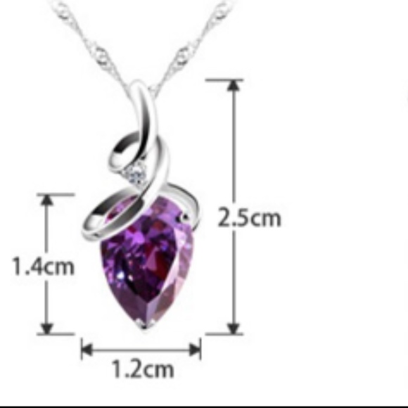 Ruby Red Austrian Crystal Pendant Silver Necklace - Picture 3 of 4