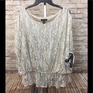 4/$20 NWT Le Bos Lace Shimmery Blouse SZ 16 Women