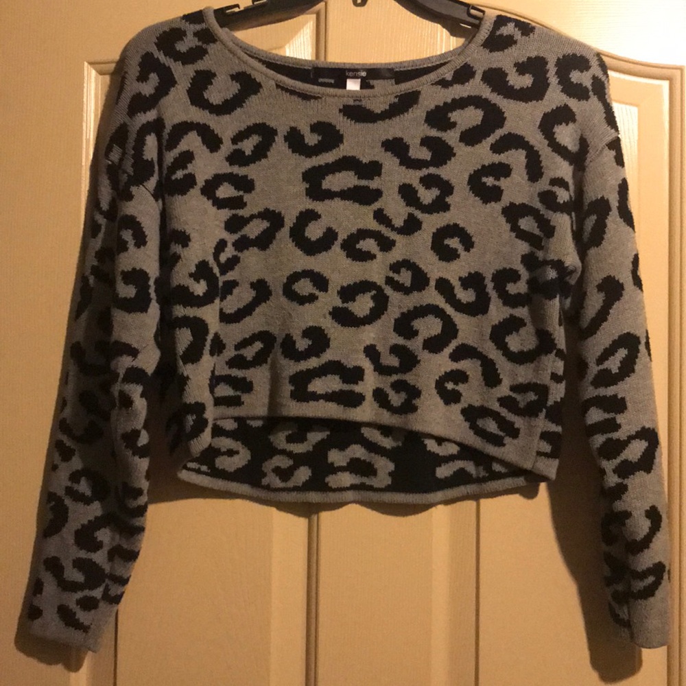 KENZIE cropped leopard knit sweater