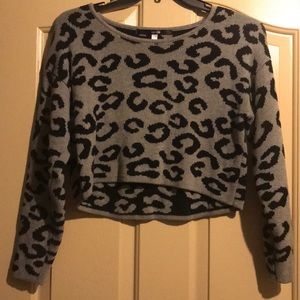 KENZIE cropped leopard knit sweater