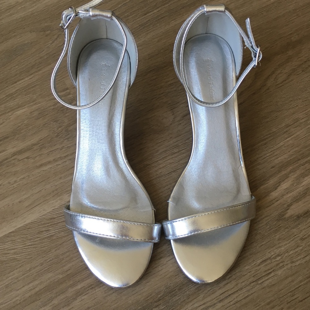 Silver Kitten Heel Sandals
