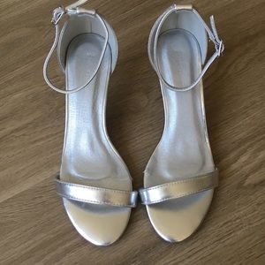 Silver Kitten Heel Sandals