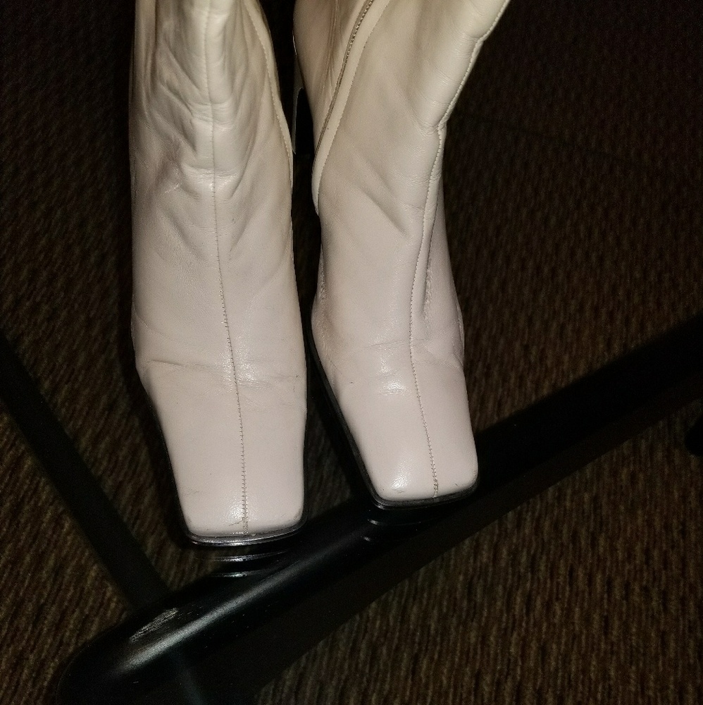Enzo Angiolini Cream Ankle Boots