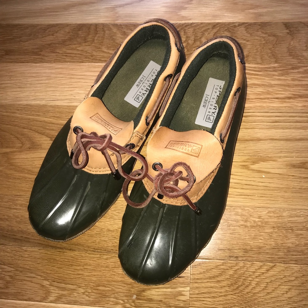 Sperry top siders in green size 7