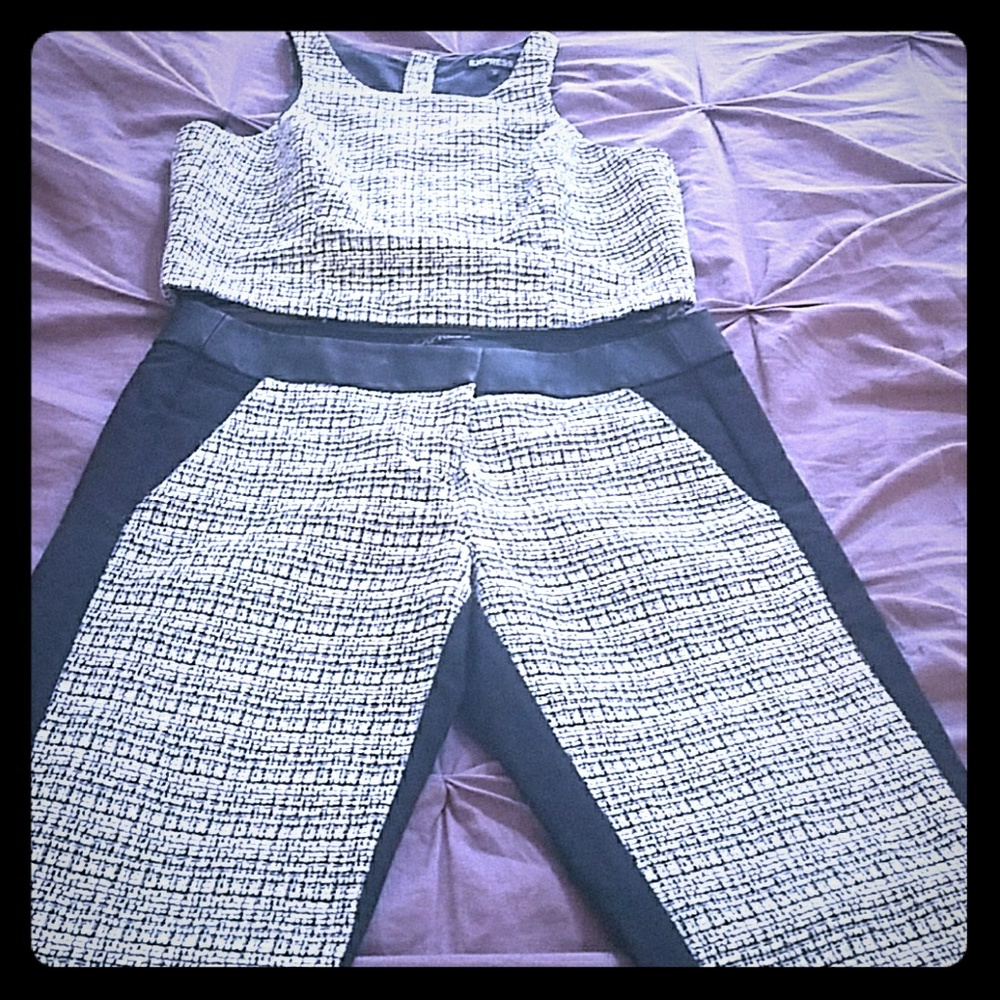 Express capri dress slacks with matching crop top