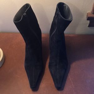 Black suede heeled boots