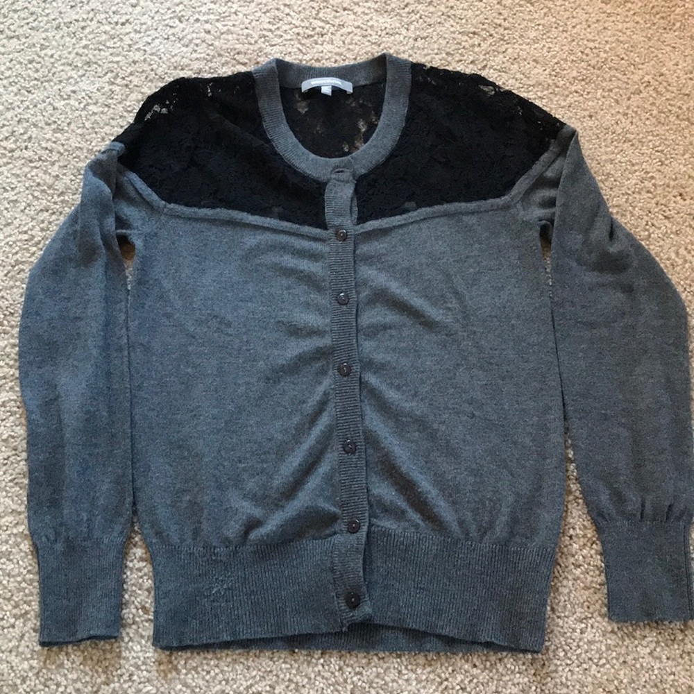 Grey and black lace cardigan size small