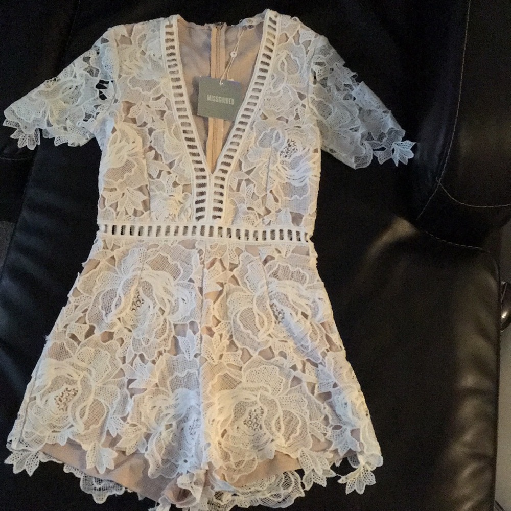 Missguided Lace Kimono Sleeve Romper