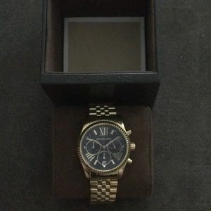 Michael Kors Women's Gold and Navy Lexington Watch