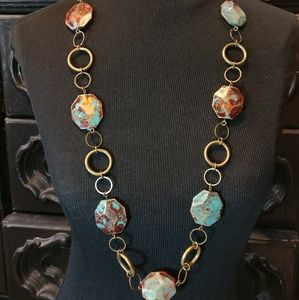 Vintage Paint Swirl Lucite Gold Necklace