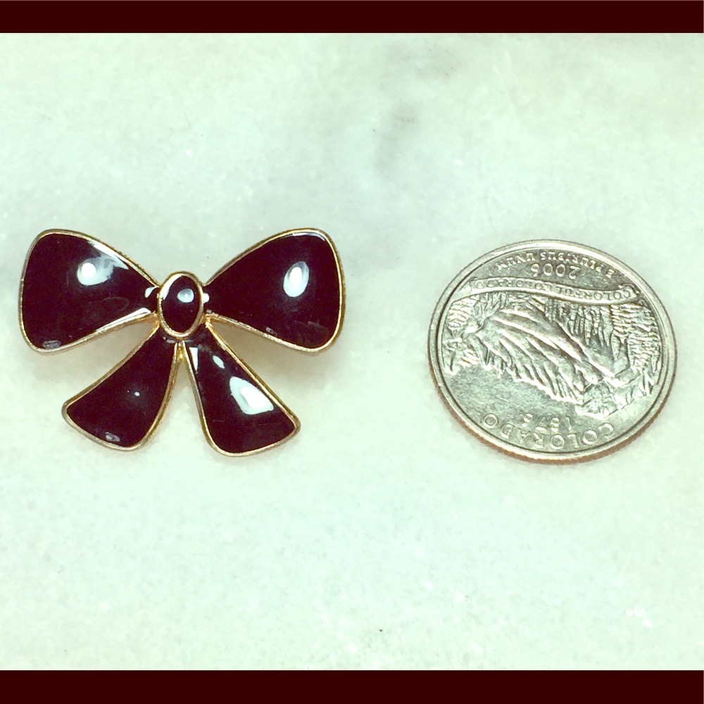 🎀Minimalist Black & Gold Bow Pin Brooch🎀