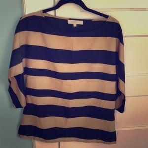 Loft Boatneck Striped Shirt, Size Small