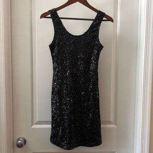 FRANCESCA’s—Black sequin mini dress