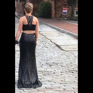Sherri Hill Black Sequin Prom Dress