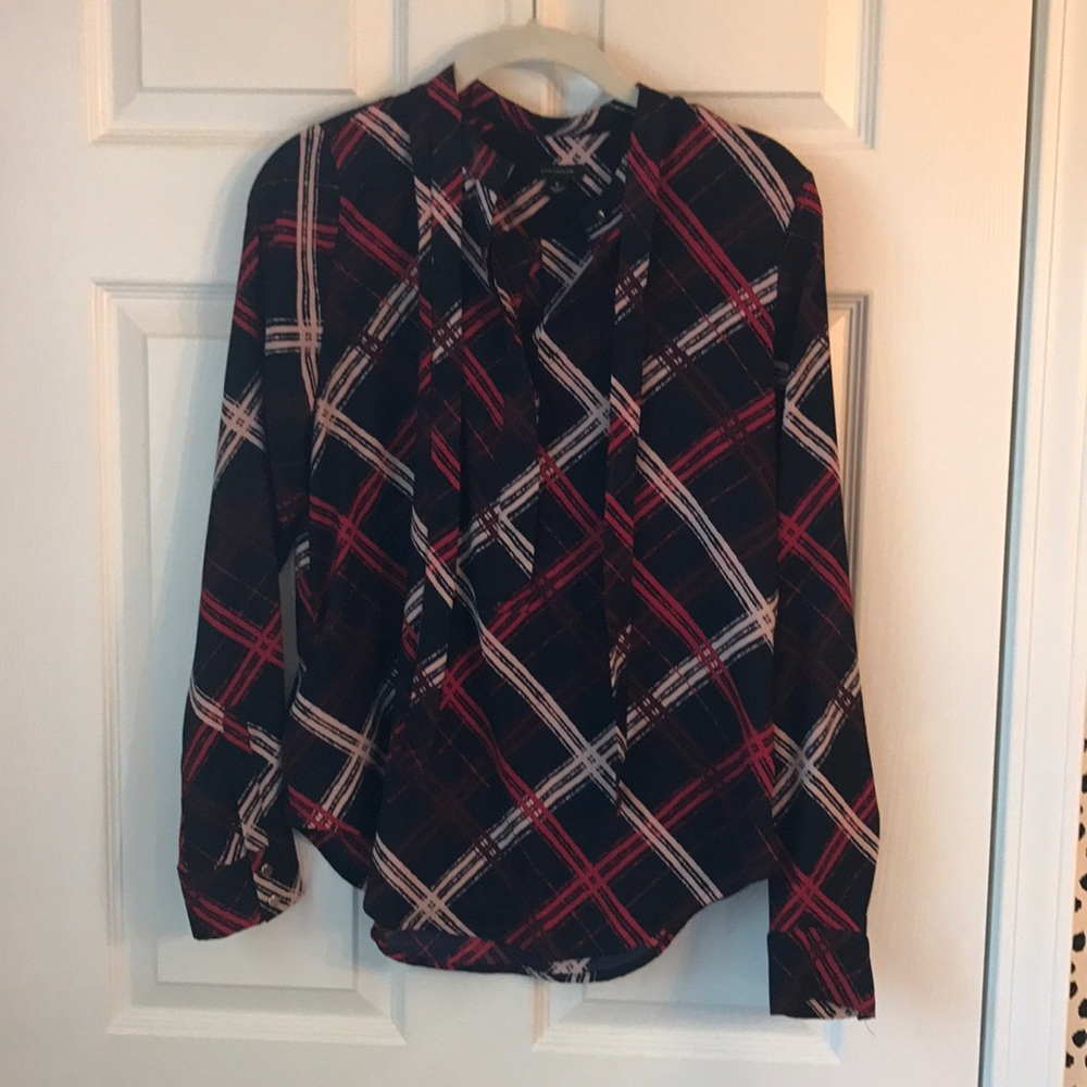 Ann Taylor Tie Neck Patterned Blouse